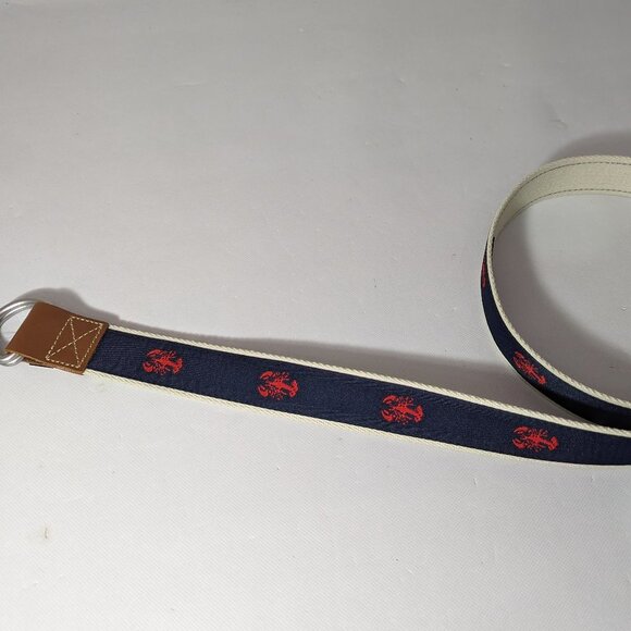NEW- Size S/M Mens Cremieux Cloth Belt Polyester Lobster Design Navy & White - Picture 1 of 7